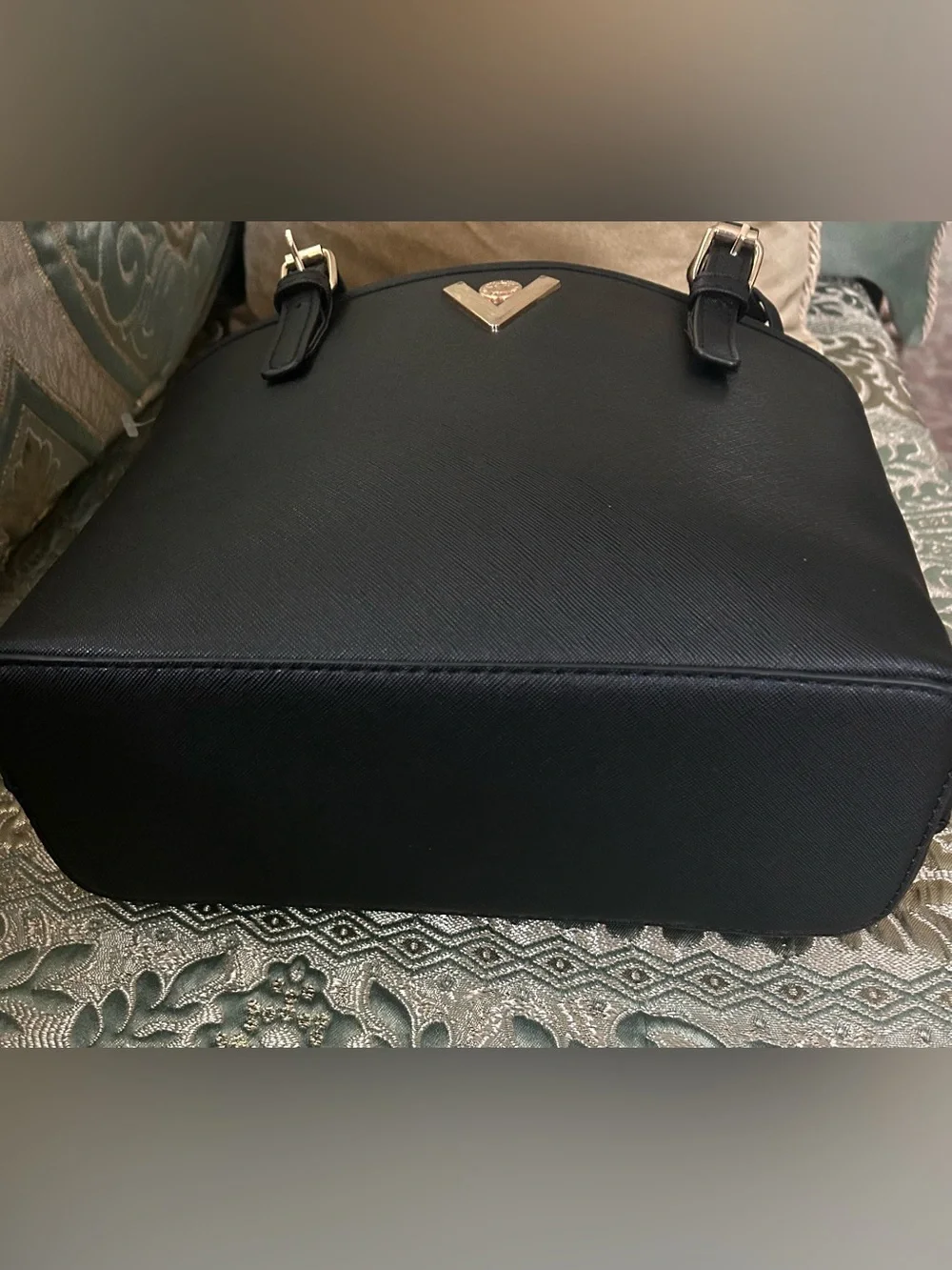 Valentino Orlandi Black Tote Bag with Gold Accents